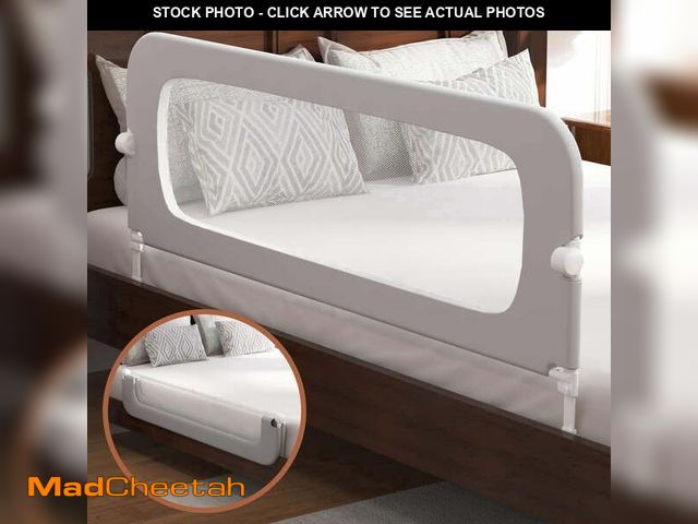 Lot 74-14434874 - Vikua 69 Inch Baby Bed Rail, Height Adjustable Safety Guardrail with One-Button Folding, Fits Full &...