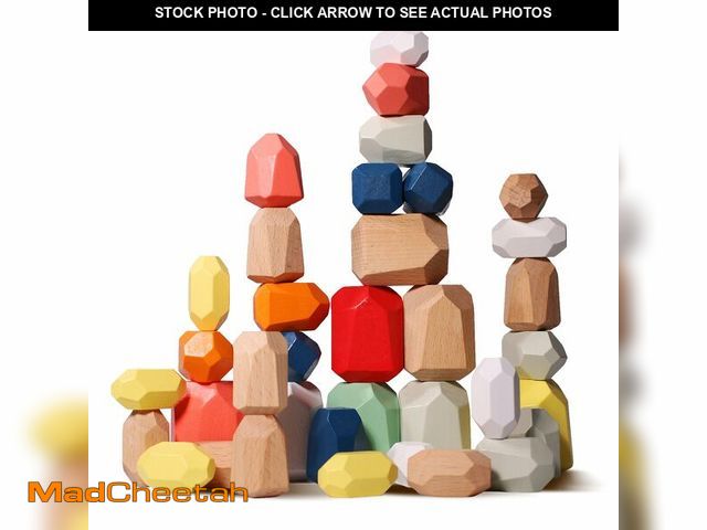 Lot 74-13711421 - 36PCS Wooden Stacking Rocks Building Blocks, Montessori Toys for 3 4 5 year old Stacking Game Sensor...