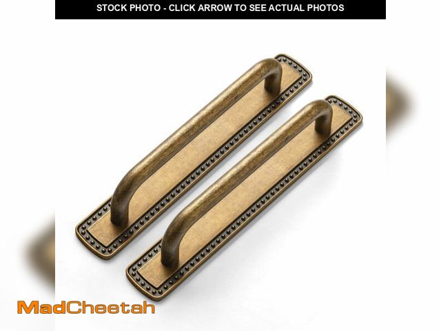 Lot 74-14146510 - Deuschwer 2 Pack Antique Brass Cabinet Pulls with Backplate, Solid Zinc Alloy 5'' Hole Centers Drawe...