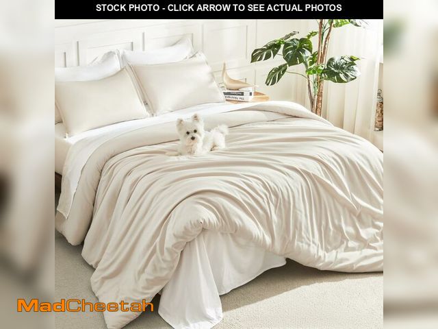 Lot 74-13993102 - Litanika Queen Comforter Set Beige, 3 Pieces Lightweight Fluffy Solid Bedding Comforter Set, Down Al...