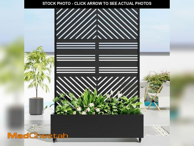 Lot 74-12207014 - Casaphoria Metal Raised Garden Bed with Trellis and Wheels, 72"x47"x16" Planter Box for Climbing Pla...