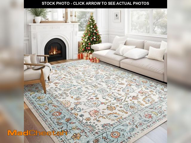 Lot 74-11557822 - Topllen Area Rug 5x7 Washable Rug with Non Slip, Vintage Design Rugs for Living Room, Floral Print C...