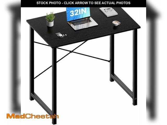 Lot 74-13382476 - OLIXIS 32 Inch Office Desk Small Computer Work Table with Storage Bag, Headphone Hooks, Home Simple ...