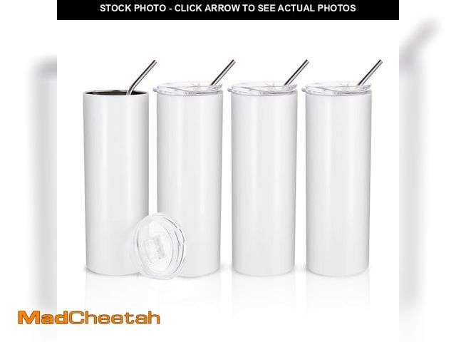 Lot 74-13964602 - PYD Life Sublimation Blanks Skinny Tumbler White 20 OZ Straight Stainless Steel with Metal Straw for...