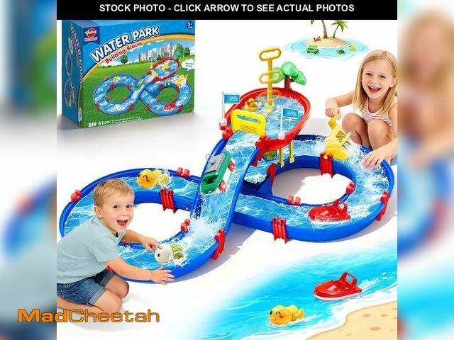Lot 74-14154413 - VATOS 2-Tier Outdoor Water Table Toys for Kids, 61PCS DIY Summer Waterways Playset with Pump, Toddle...