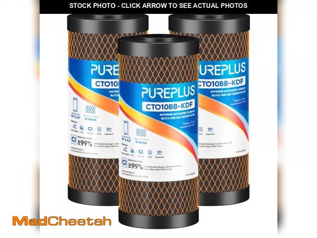 Lot 74-12311950 - PUREPLUS 5 Micron 10" x 4.5" Whole House Coconut Shell Activated Carbon and KDF Water Filter, Heavy ...