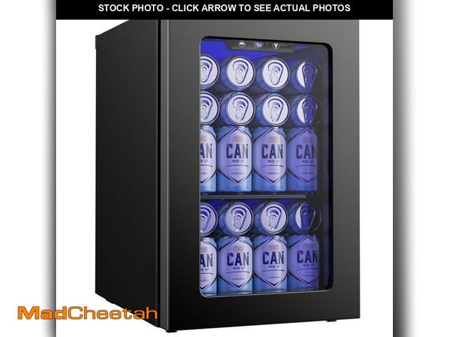 Lot 74-12920586 - SIMZLIFE 15 in. Single Zone 6-Wine Bottles and 24-Cans Beverage and Wine Cooler in Black with UV pro...