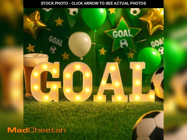 Lot 74-14381433 - Honoson 4 Pcs Soccer Party Decorations Goal LED Lights Sign Soccer Football Birthday Decorations Spo...