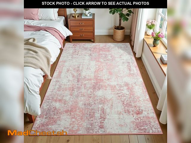 Lot 74-14333995 - Flagover 3x5 Pink Washable Area Rug for Living Room Bedroom, Modern Abstract Non-Slip Rugs, Low Pile...