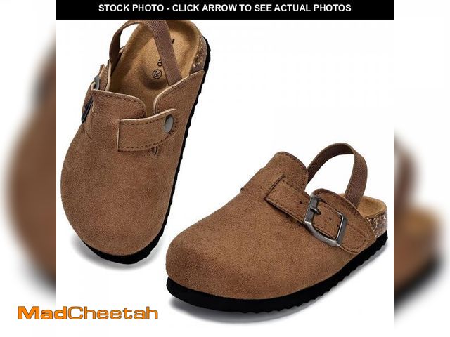 Lot 74-12443370 - Torotto Kids Suede Clogs Toddler Boys Girls Cork Footbed Clogs with Arch Support &amp; Adjustable St...