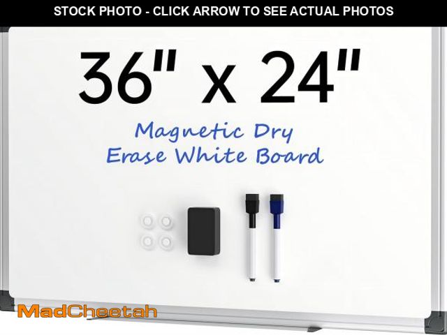 Lot 74-12400270 - (BENT) VUSIGN 36" x 24" Magnetic Whiteboard for Wall, Dry Erase Board with Silver Frame, Hanging Whi...