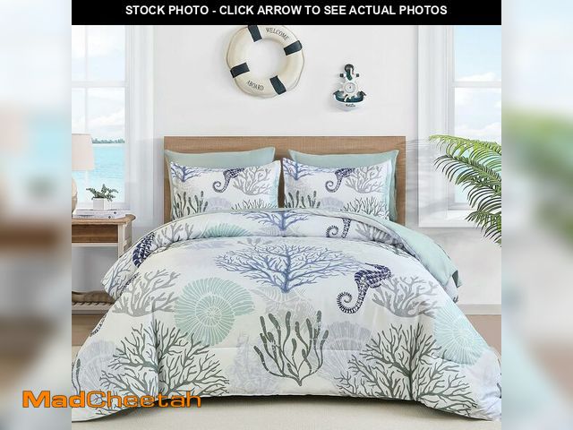 Lot 74-13584316 - WONGS BEDDING Comforter Set FullÃ¯Â¼ÅCoastal Beach Theme Bedding Set, 7 Pieces Ocean Nautical Seawe...