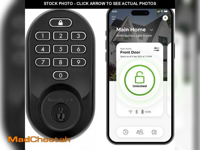 Lot 74-12032270 - Kwikset HALO Matte Black Keypad Wi-Fi Electronic Single-Cylinder Smart Lock Deadbolt featuring Smart...