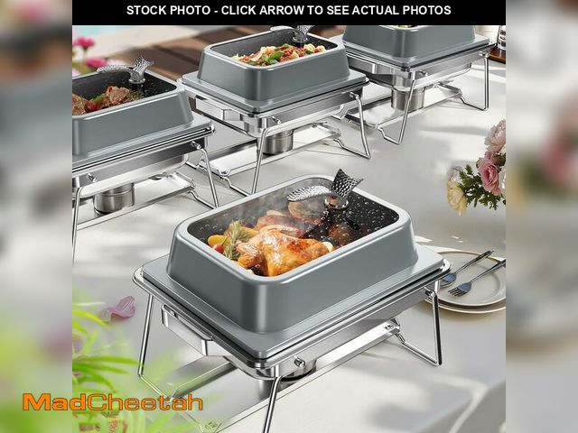 Lot 74-13039859 - Chafing Dishes for Buffet, 4 Pack 5QT Square Stainless Steel Chafing Dish Set for Home Parties, Chri...