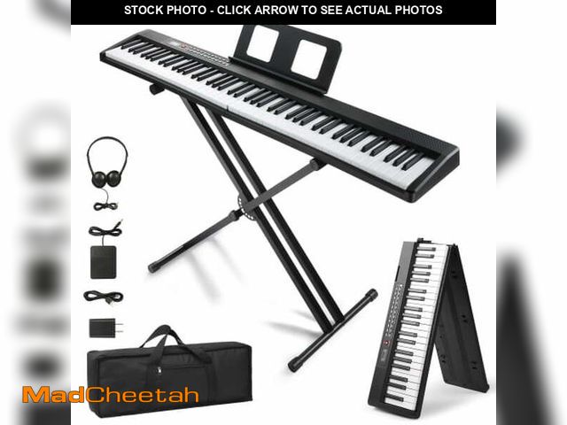 Lot 74-12677961 - (MISSING HEADPHONES) Ktaxon 88 Key Portable Folding Keyboard Piano, Semi-Weighted Digital Piano with...