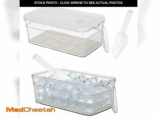 Lot 74-14295716 - CIEOVO 2 Set Ice Bin for Freezer with Lid and 2 Scoop Set Plastic Freezer Ice Bin with Pull-Out Hand...