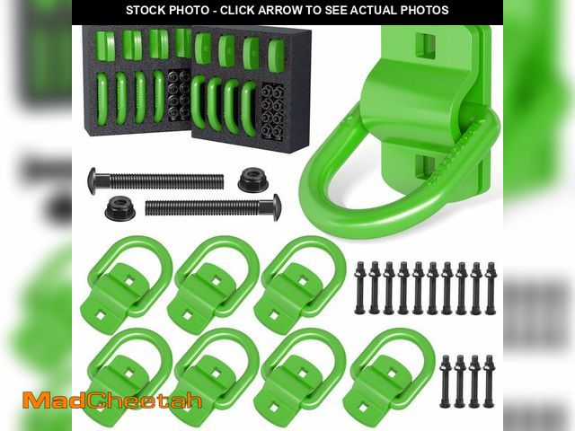 Lot 74-14274319 - XaXmTee 8 Pack 1/2" Trailer D Rings Tie Down Anchors Green Heavy Duty Steel Bolt-On Forged D Ring wi...