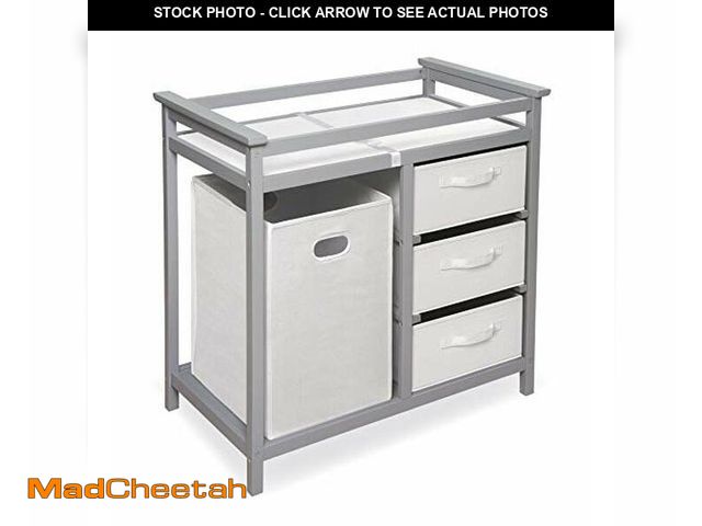 Badger Basket Modern Baby Changing Table with Hamper and 3 Baskets – Espresso