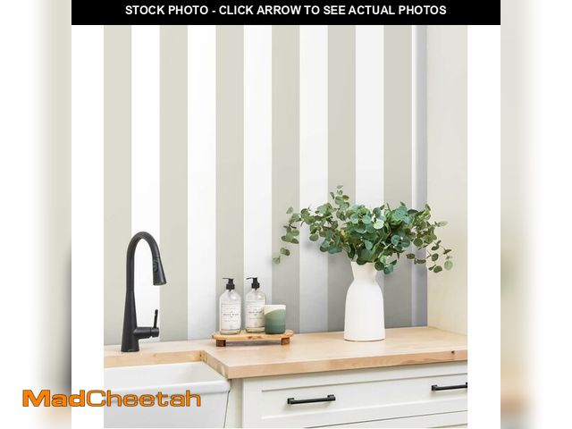 Lot 74-12712520 - Guvana 17.7"x394" Striped Wallpaper Brown Peel and Stick Wallpaper Brown and White Contact Paper Mod...