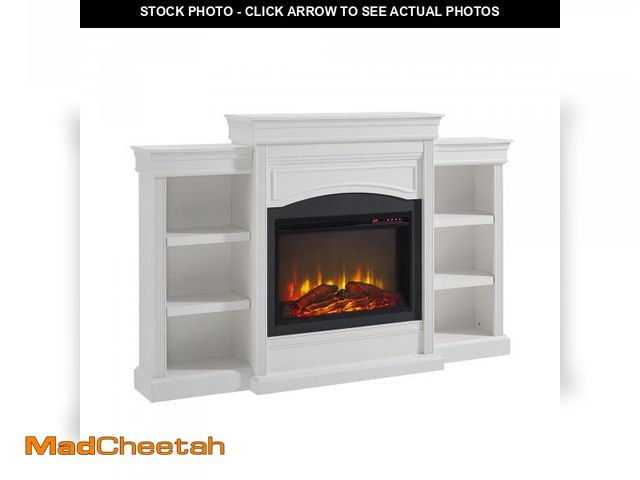 Lot 74-12276163 - Ameriwood Home Lamont 69 Inch Electric Fireplace with Mantel, Shelves, Replaceable Fireplace Insert ...