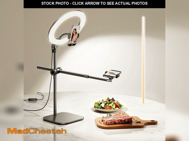 Lot 74-12457474 - Overhead Phone Mount,Overhead Camera Mount Stand[Anti-Shaking] with 10.5" Ring Light,Desk Stand for ...