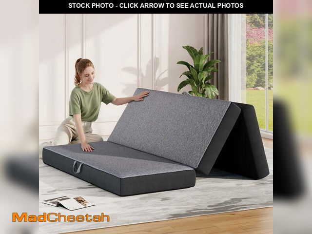 Lot 74-14287812 - Cozylore 6 inch Tri Folding Mattress Queen Size Foldable Mattress Memory Foam Mat with Washable Cove...