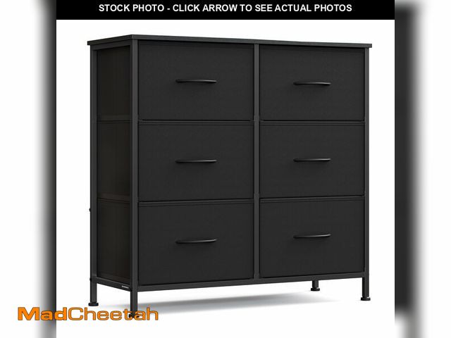 Lot 74-13802261 - SONGMICS Dresser for Bedroom, Chest of Drawers, TV Stand, Steel, MDF, 6 Non-Woven Fabric Drawers, St...