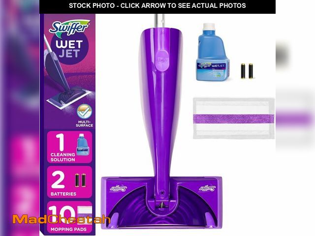 Lot 74-14582147 - (MISSING ALL ACCESSORIES) Swiffer WetJet Hardwood and Floor Spray Mop Cleaner Starter Kit, Includes:...
