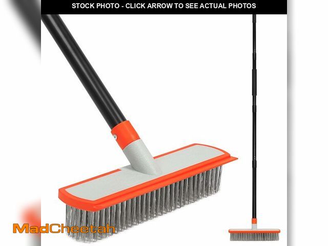 Lot 74-14429106 - MAVRIZ Stainless Steel Concrete Brush with Long Handle - Heavy Duty Deck Brush for Concrete Cleaning...