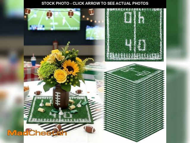 Lot 74-13548795 - Suncalla 8 Pcs Football Grass Placemats Table Centerpieces Decoration 12 x 12 Inch Artificial Grass ...