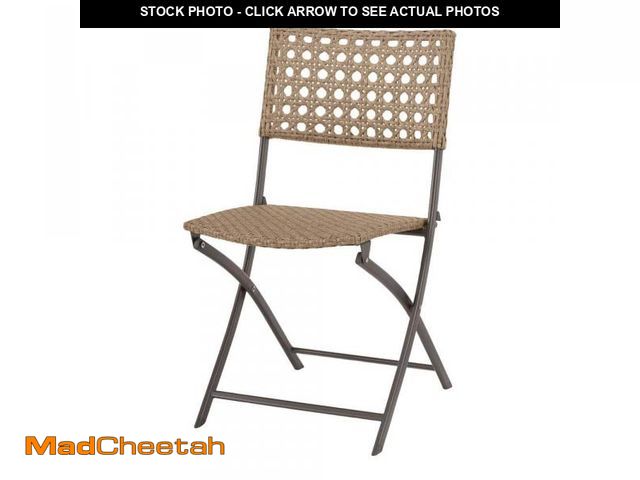 Lot 74-12517555 - StyleWell Mix and Match Folding Wicker Steel Outdoor Patio Chair with New Cane Back - UNUSED