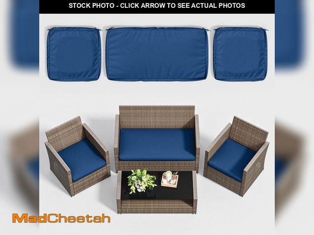 Lot 74-13779064 - Kimunuk 3-Piece 36 x 18 in. &amp; 18 x 18 in. Outdoor Cushion Covers Replacement with Zipper Blue - ...