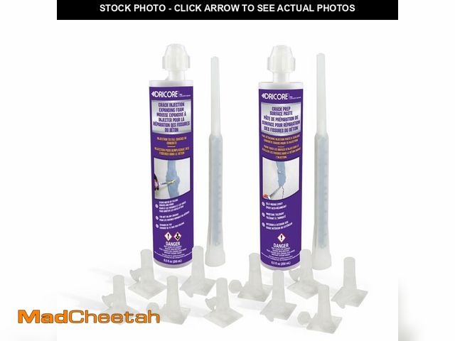 Lot 74-14266499 - DRICORE PRO Concrete Repair Crack Injection Kit (5Ã¢â¬â¢) | Injectable Filler: Repair Cracked Foun...