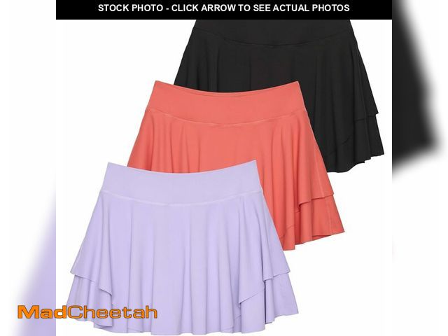 Lot 74-12673805 - Real Essentials 3 Pack: Women's 14" Layered Ruffle Flowy Tennis Golf Skorts Pockets Pleated Mini Ski...