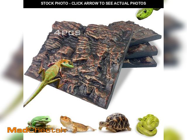 Lot 74-12442978 - Sysmashing 4pcs Rock Terrarium Background,3D Reptile Tank Background Board,Amphibian Stereo Backdrop...