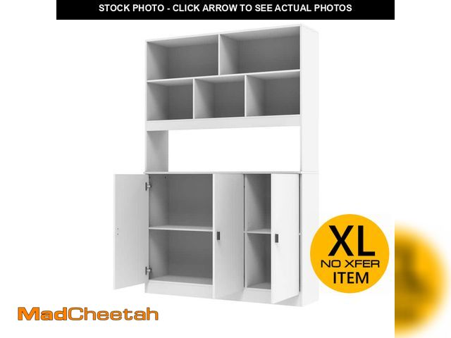 Lot 74-12943719 - FUFU&amp;GAGA White Wood Storage Cabinet Buffet and Hutch Combination Cabinet With Shelves (161 Cabi...