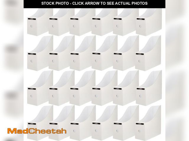 Lot 74-12217851 - Limitliho 24 Pack White Cardboard Magazine File Holder for Desk, Shelves, Office or Home, Vertical B...