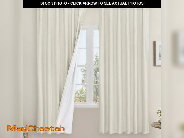 Lot 74-12438389 - LAMIT Ivory 100% Blackout Linen Curtains, 72 Inch Linen Textured Living Room Farmhouse Curtains Room...