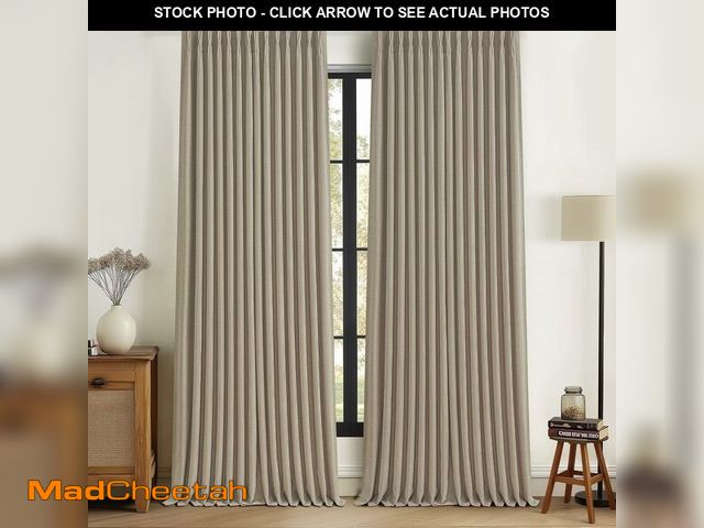 Lot 74-13709059 - 70 Inch Extra Wide Memory Trained Pinch Pleated Blackout Living Room Curtains 108 Inches Long, Warm ...