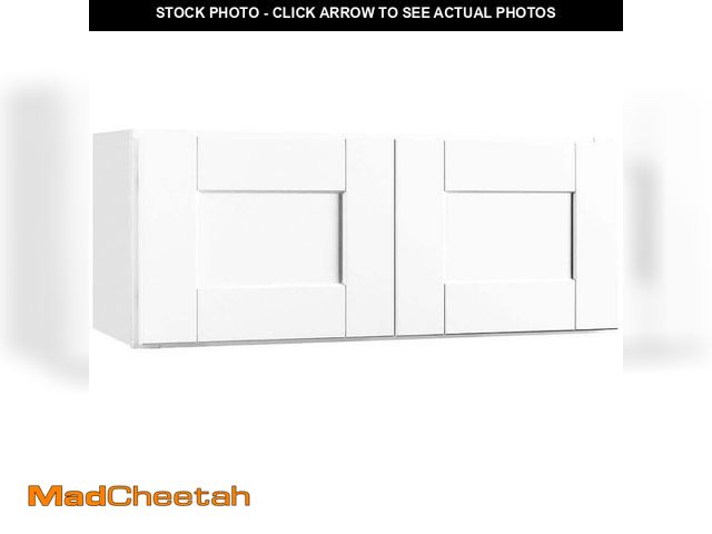 Lot 74-12553733 - Shaker 30 in. W x 12 in. D x 12 in. H Assembled Wall Bridge Kitchen Cabinet in Satin White - UNUSED