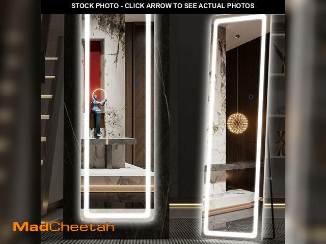 Lot 74-12564419 - Hasipu Full Length Mirror with Lights, 56" x 16" LED Floor Mirror, Full Body Dressing Standing, Hang...