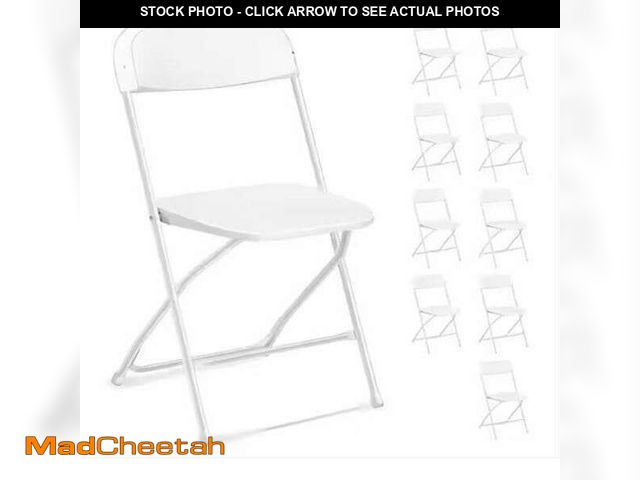 Lot 74-12554081 - White Steel Frame Plastic Seat Folding Chairs (Set of 10) - UNUSED