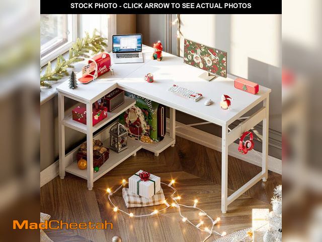 Lot 74-12832204 - Casacomoda 40 Inch L Shaped Computer Desk with 3 Storage Shelves, Small Reversible Corner Desk for S...