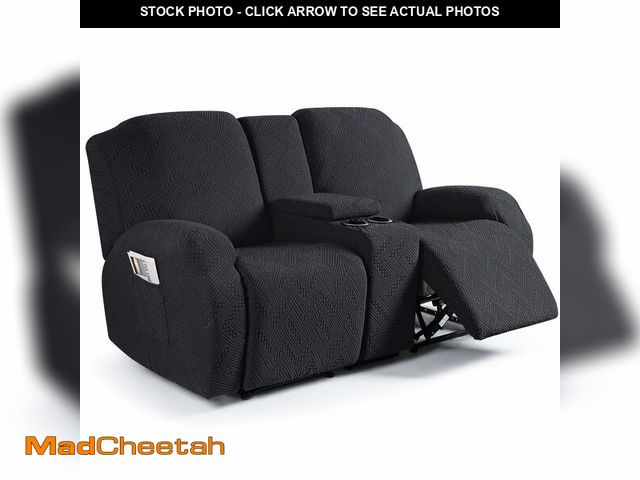 Lot 74-12607178 - Ruaozz Stretch Loveseat Recliner Covers with Console 4-Pieces Recliner Sofa Covers with Pockets Jacq...