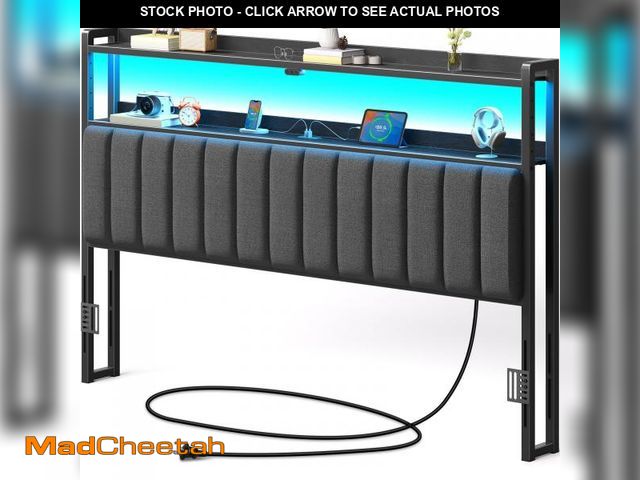Lot 74-12489671 - Rolanstar Headboard for King Size Bed with Storage, 60,000 DIY Color of LED Light, Head Board with U...