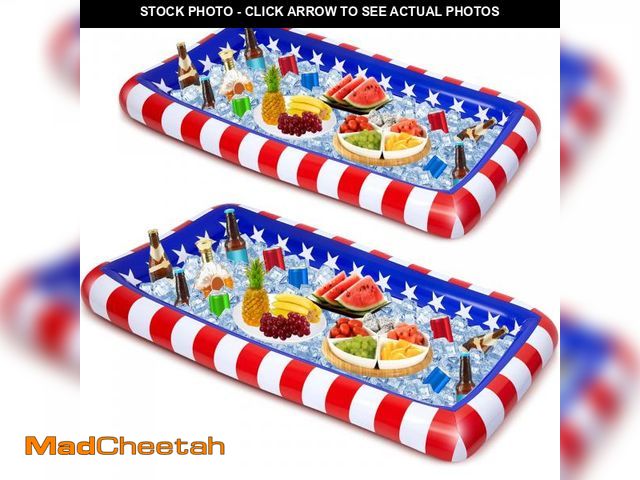 Lot 74-12302298 - 2 Pieces 4th of July Inflatable Cooler American Flag Inflatable Serving Bar Independence Day Cooler ...