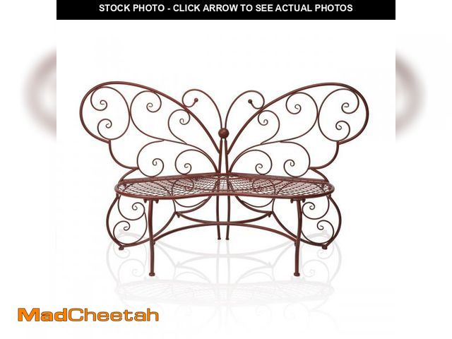 Lot 74-12141047 - Alpine Corporation 62" x 26" Outdoor 2 Person Metal Butterfly Shaped Garden Bench, Red - UNUSED