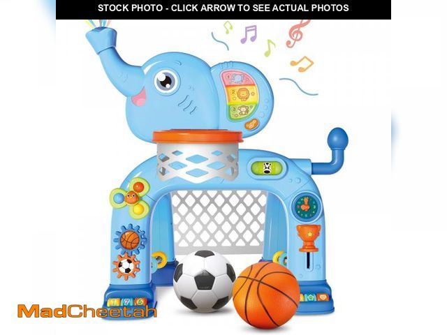 Lot 74-12121269 - SpringFlower Toddler Basketball Hoop &amp; Soccer Goal Activity Center Toys with Light &amp; Music,E...