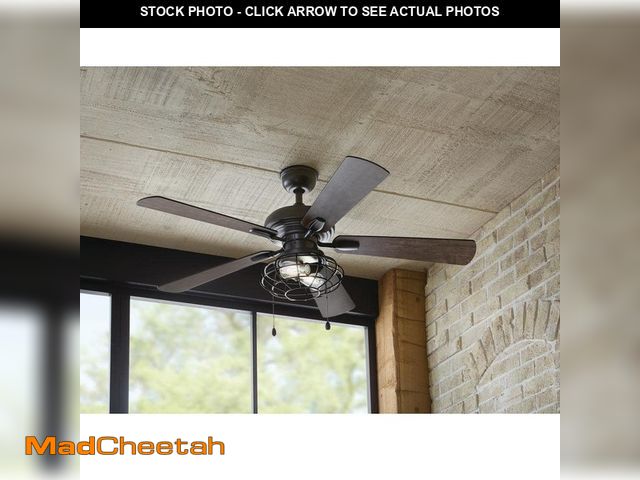Lot 74-13269393 - Home Decorators Collection Ellard 52 in. LED Indoor Matte Black Ceiling Fan with Light - UNUSED