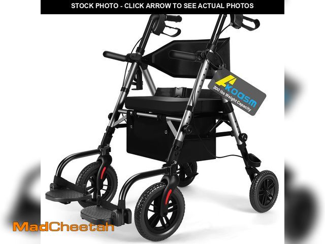 Lot 74-13608573 - Foldable Rollator Walker for Seniors with Seat, Lightweight 2 In 1 Rolling Walkers Wheelchair Combo ...